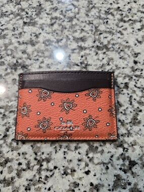 Coach Orange Paisley Card Holder
